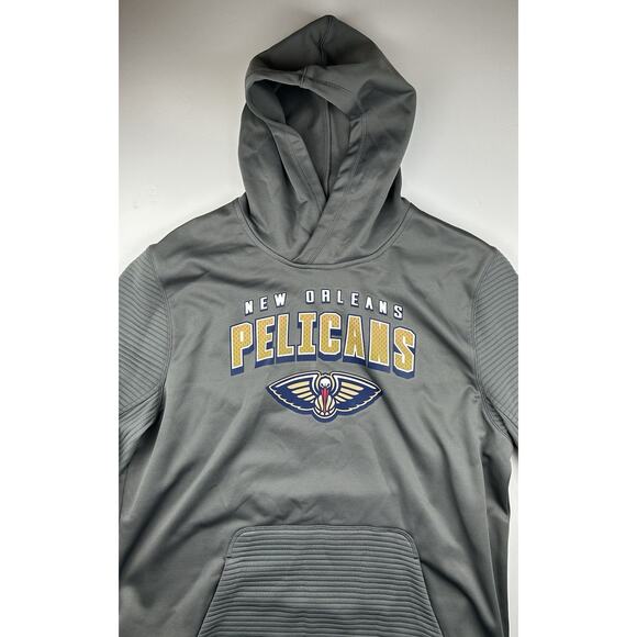 New Orleans Pelicans NBA Brand TX3 Warm Hoodie Sweatshirt Size Large Gray Logo - Picture 3 of 11